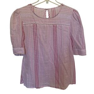 Vintage Pink Metallic Striped Women's Top